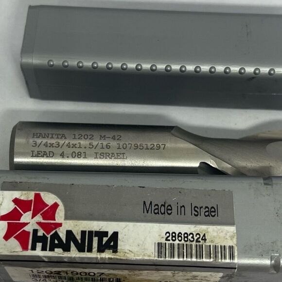 Hanita Chamfer End Mill 3/4” DIA 1 5/16” LOC 2 Flute Cobalt 1202 M-42 3/4 X 3/4 - Picture 2 of 8